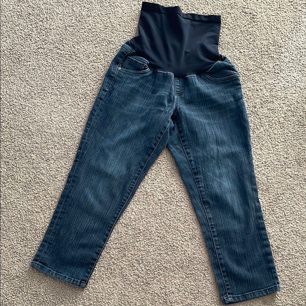 Oh Baby By Motherhood Maternity Pregnancy Jean Capris With Belly Band | Medium